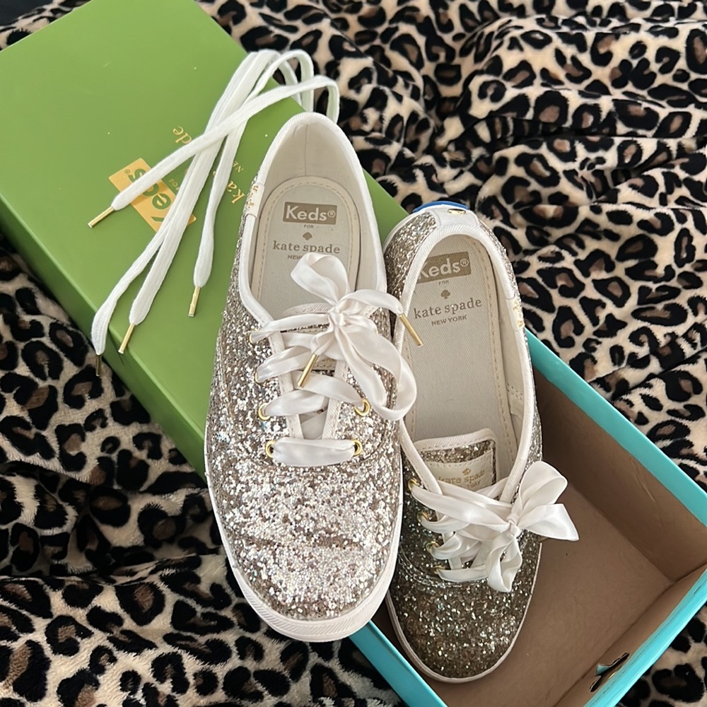 FINAL PRICE DROP Keds x Kate Spade Platinum Champagne Glitter sneakers size 6